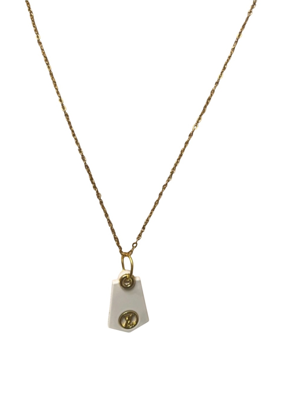 Gold Chain Necklace with White Pendant - Picture 5 of 10